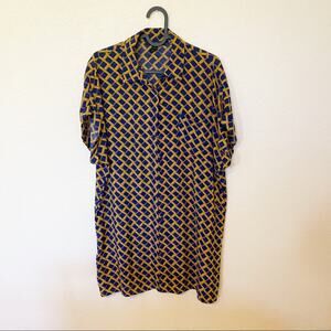 Forever 21 Blue & Orange Button Up Dress Size Small